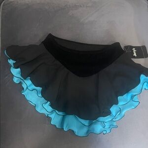 Chic Black and Blue Layered A-Line Skirt
